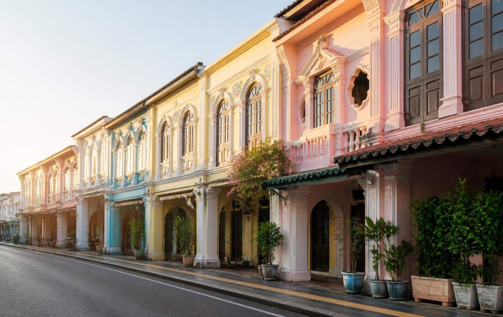 Colorful Sino-Portuguese shophouses in Phuket Old Town