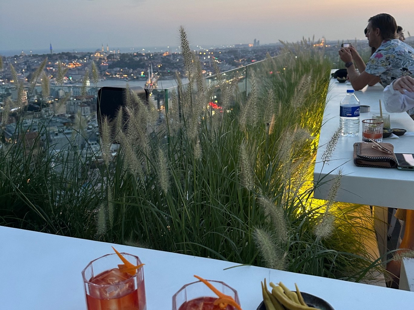 Mikla rooftop bar terrace at The Marmara Pera with cocktails and panoramic views over the Golden Horn